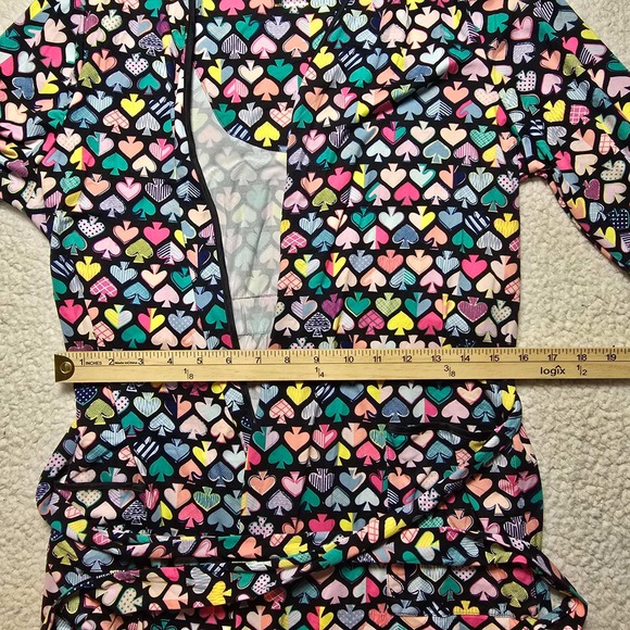 Kate Spade New York Spade Heart Print Robe Black Multi KS42153 Womens XS/S NWT - Picture 7 of 9